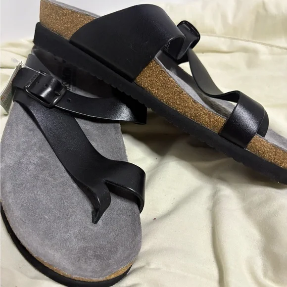 Mephisto Black Leather Slide Sandals - Picture 5 of 6